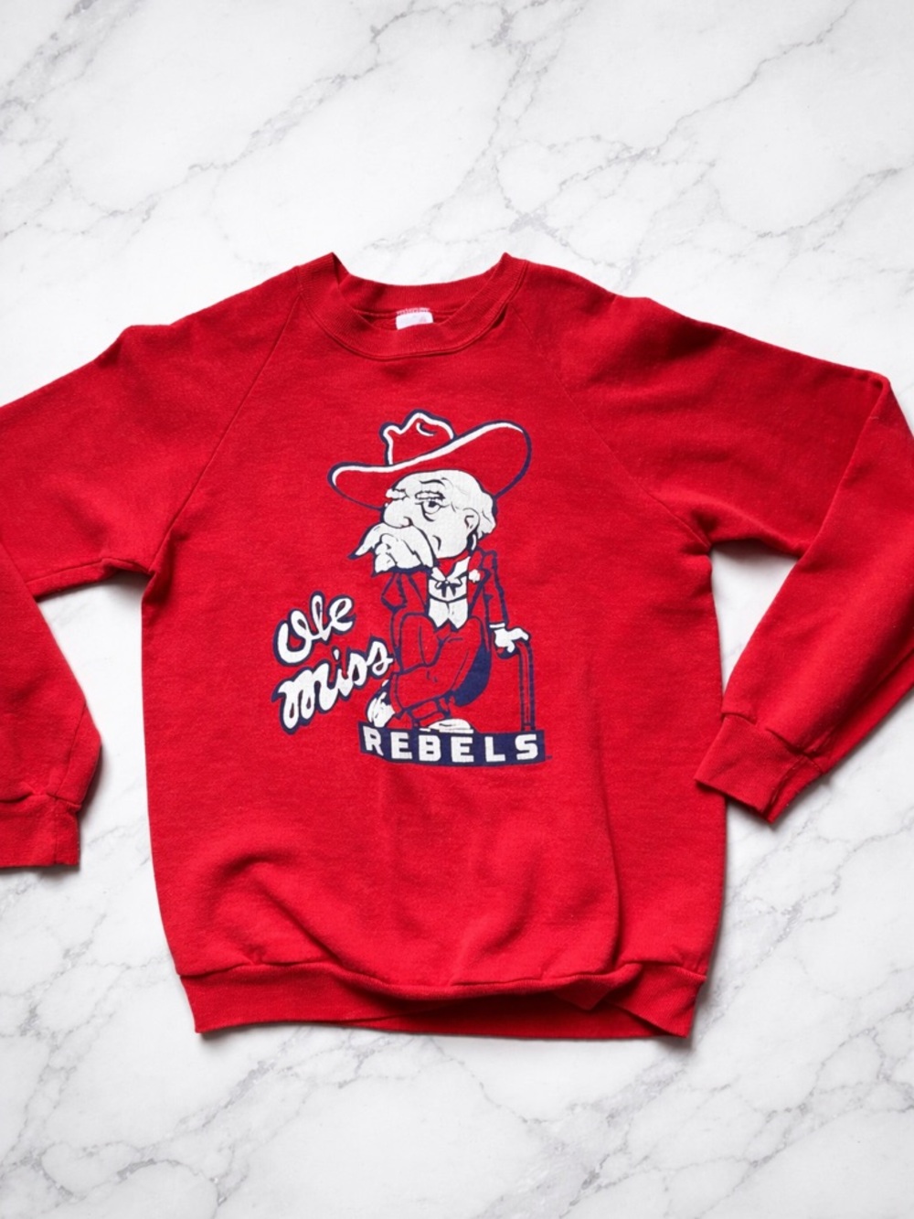 Vintage Jerzees Red Crewneck Sweatshirt with Mascot Graphic